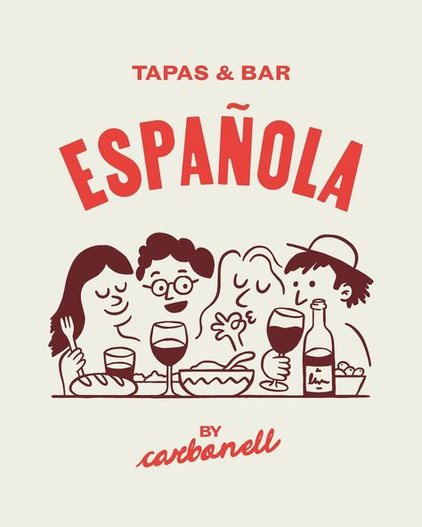 Pizza Illustration Design, Poster Design Restaurant, Tapas Illustration, Coffee Shop Graphic Design, Restaurant Logo Ideas, Mexican Graphic Design, Coffee Shop Branding, Graphic Design Portfolio Inspiration, Book Bar