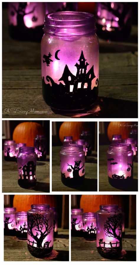 DIY Upcycled Halloween Village Luminaries Strašidelný Halloween, Diy Halloween Luminaries, Veselý Halloween, Halloween Luminaries, Adornos Halloween, Manualidades Halloween, Idee Cosplay, Halloween Village, Halloween Diy Crafts