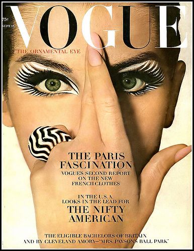 Veronica Hamel wears the ornamental zebra-eye designed by Pablo of Elizabeth Arden, black and white enamel on gold domed ring by David Webb, cover photo by Penn, Vogue US, Sept. 15, 1964 Madonna Vogue, Vintage Vogue Covers, Editorial Vogue, Madame Gres, Jean Shrimpton, Irving Penn, Vogue Vintage, Vogue Editorial, Vogue Magazine Covers