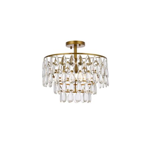 Willa Arlo Interiors Stiner Semi Flush Mount & Reviews | Wayfair Crystal Trim, Cozy Atmosphere, Elegant Lighting, Semi Flush Mount, Black And Brass, Flush Mount Ceiling, Flush Mount Ceiling Lights, How To Look Classy, Brass Color