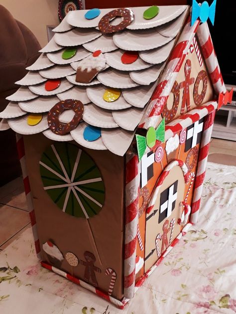 Hansel and gretel house Hansel And Gretel Costumes, Hansel And Gretel House, Candy Land Christmas Outdoor, Cardboard Gingerbread House, House Craft, Hansel And Gretel, Candy House, Candy Land Christmas Decorations Diy, Candy Land Christmas Tree