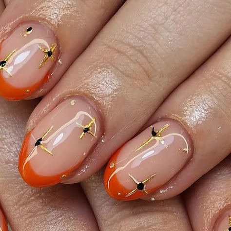 Pumpkin Biab Nails, Biab Nails Ideas, Pumpkin French Tips, Bare Nails With Design, Orange Biab Nails, Fall Pattern Nails, Short Pumpkin Nails, Halloween Biab Nails, Fall Nail Art Designs Short