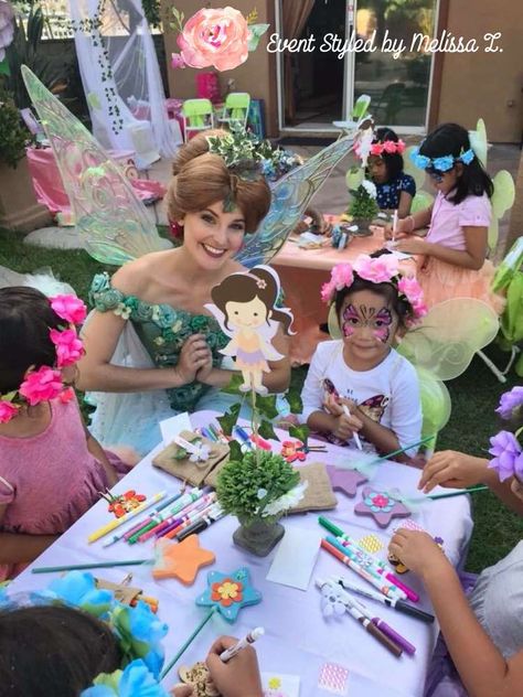 Disney Fairy Party, Rainbow Fairy Birthday Party, Fairy And Unicorn Birthday Party, Fairy Birthday Activities, Fairy Unicorn Party, Fairytale Birthday Party Ideas, Fairy Garden Birthday Party Ideas, Fairy Party Ideas, Garden Birthday Party Ideas