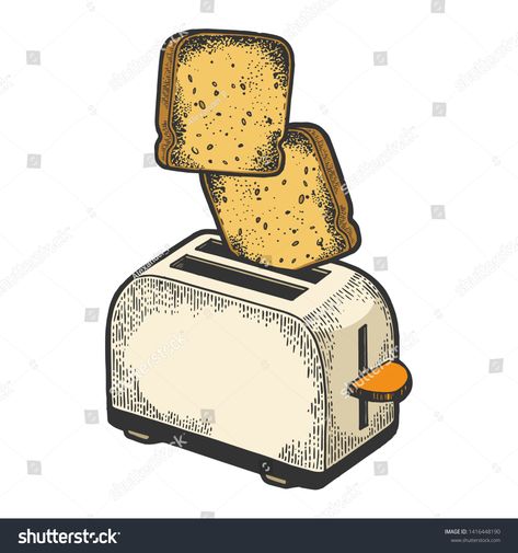 Vintage Toaster, Bread Toaster, Bread Toast, Engraving Illustration, Art Simple, Graphics Inspiration, White Hand, Painted Shoes, Inspiration Art