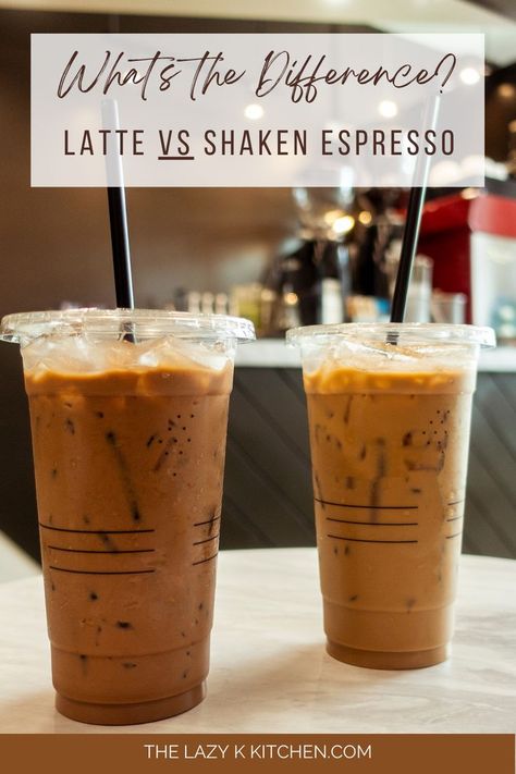 Iced Espresso Drinks Starbucks, Iced Latte Starbucks, Iced Shaken Espresso, Different Coffee Drinks, Healthy Iced Coffee, Espresso Drink Recipes, Healthy Coffee Drinks, Diy Coffee Drinks, Homemade Coffee Syrup