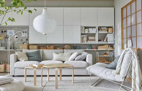 Ikea Living Room Storage, Ikea Living Room Furniture, Små Rum Lidt Plads, Ikea Living, Furnitur Ruang Keluarga, Room Minimalist, Ikea Living Room, Ideas Para Organizar, Minimalist Furniture