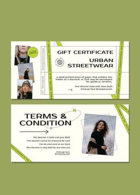 Gift Certificate Urban Fashion Voucher Template PSD Folder Cover Design, Graphic Design Portfolio Book, Gift Voucher Design, Voucher Design, Voucher Template, Folder Cover, Ticket Design, Fashion Layout, Portfolio Book