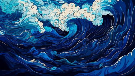 Blue Wave Illustration Wallpaper (4K) for PC Helloween Wallpaper, 컴퓨터 배경화면, Pc Desktop Wallpaper, Ipad Pro Wallpaper, Image Dbz, 2k Wallpaper, Ipad Air Wallpaper, 4k Wallpapers For Pc, Wave Illustration