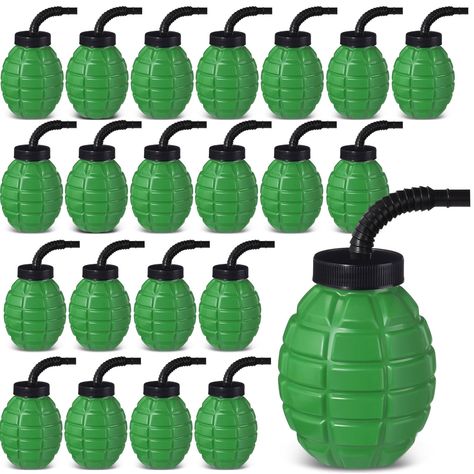 PRICES MAY VARY. Package Information: you will get 24 sets of grenade cups with straws and lids, with capacity about 10 oz/ 300 ml; Sufficient quantity will meet your using needs, and you can share them with your family Reliable Material: these reusable cups bulk are mainly made of plastic material, strong and durable, with fine workmanship, not easy to break or fade; Reliable material will serve you for a long time Easy and Simple to Use: our plastic grenade shape cup is easy to hold in the han Camo Themed Birthday Party, Call Of Duty Birthday Party, Army Birthday Party, Soldier Party, Plastic Cup With Straw, Camouflage Party, Army Birthday Parties, Cups With Straws, Army Birthday