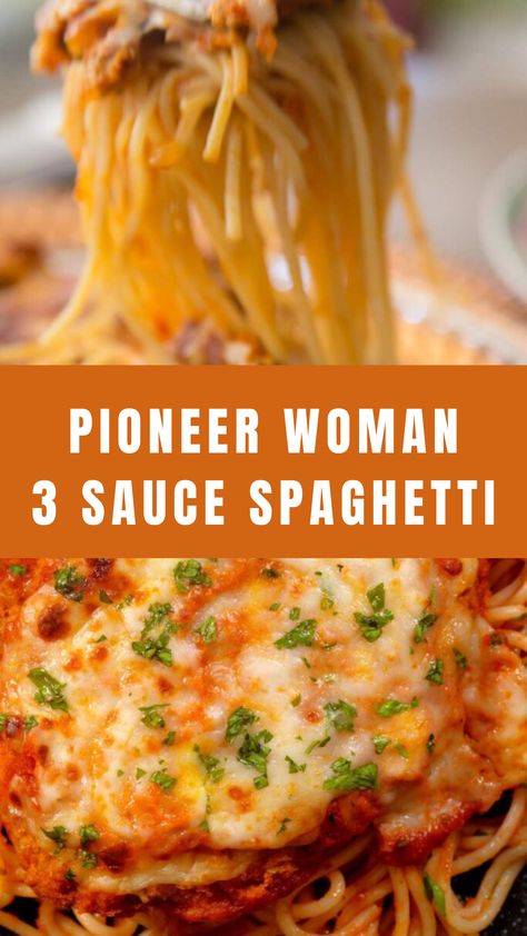 Pioneer Woman 3 Sauce Spaghetti Pioneer Woman 3 Sauce Baked Spaghetti, 3 Sauce Baked Spaghetti Pioneer Woman, Spicy Chicken Spaghetti Pioneer Woman, Pioneer Woman Baked Spaghetti, Pioneer Woman Alfredo Sauce, Pioneer Woman Spaghetti, Chicken Spaghetti Pioneer Woman, Pioneer Woman Spaghetti Sauce, Spaghetti Marinara Recipe