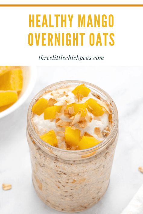 Creamy mango overnight oats with a twist! We’re adding allspice and cinnamon for some extra flavor to these healthy and nutritious oats. They’re just perfect for an on-the-go breakfast for school or work. Mango Recipes Breakfast, Breakfast For School, Mango Overnight Oats, Mango Oatmeal, Vegan Overnight Oats, Oat Recipes Healthy, Easy Overnight Oats, Overnight Oats Recipe Healthy, Overnight Oats Healthy