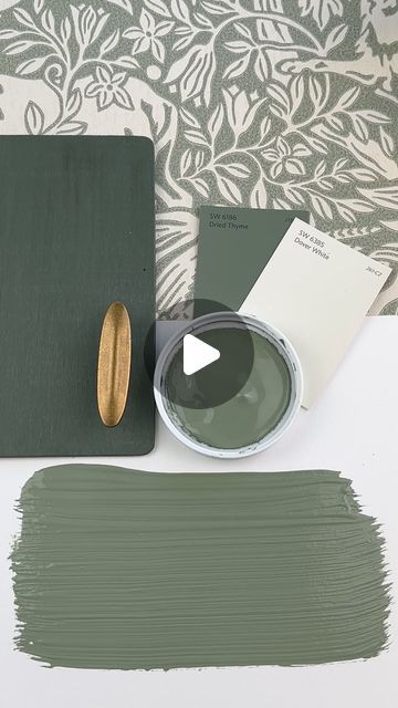 Dried Thyme Coordinating Colors, Dried Thyme Sherwin Williams Cabinets, Wallpaper Swatches, Sherwin Williams Green, Green Kitchen Walls, Dried Thyme, Green Kitchen Cabinets, Earthy Green, Cabinet Color