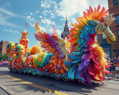 A Pride parade float with vibrant decorations wide shot stock images Float Designs Parade, Pride Parade Float, Carnival Floats, Parade Float, Pride Parade, Float, Fairy Tales, Carnival, Photo Image