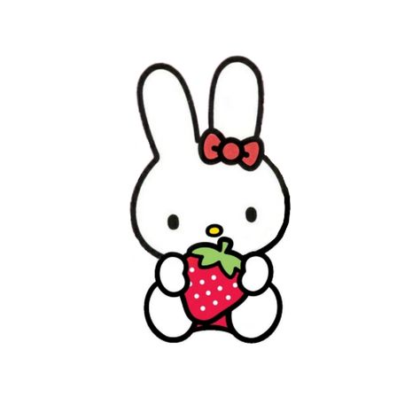 Bunny With Strawberry, Miffy Strawberry, Walpaper Hello Kitty, Kitty Cafe, Bunny Png, Kitty Drawing, Hello Kitty Drawing, Cute Pastel Wallpaper, Cute Doodles Drawings