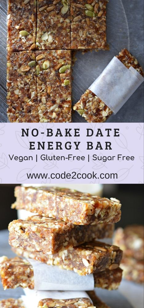 Date Energy Bars, Energy Bars Healthy, Smoothies Vegan, Healthy Bars, Energy Bar, Granola Bar, Healthy Vegan Snacks, Vegan And Gluten Free, حلويات صحية