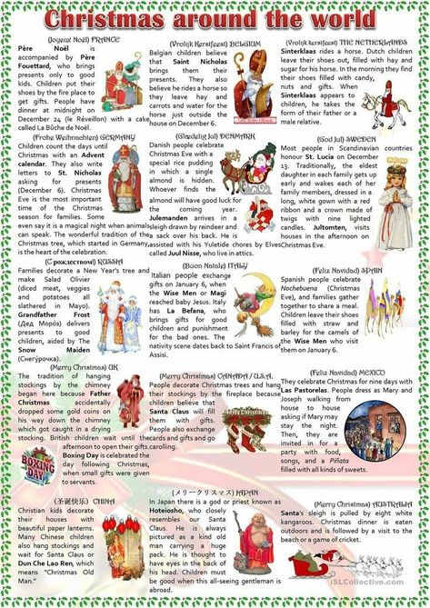 Christmas Lesson, English Christmas, Christmas Teaching, Christmas Around The World, Christmas Reading, Christmas Worksheets, Holidays Around The World, Christmas School, Christmas Classroom