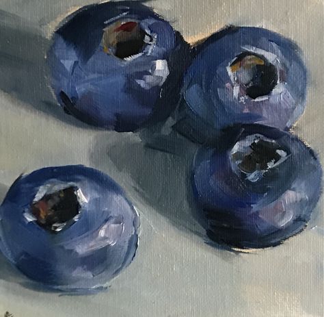 Painting Blueberries, Blueberries, Oil Paintings, Original Oil Painting, Original Oil, Oil Painting, Paintings, Blue, White