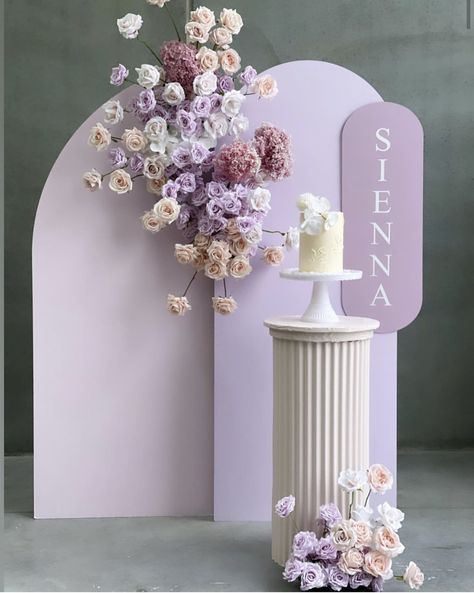 Party Entry Ideas, Simple Party Backdrop, Lilac Party, Party Decor Backdrop, Foto Pertunangan, حفل توديع العزوبية, Gender Reveal Party Ideas, Reveal Party Ideas, Idee Babyshower