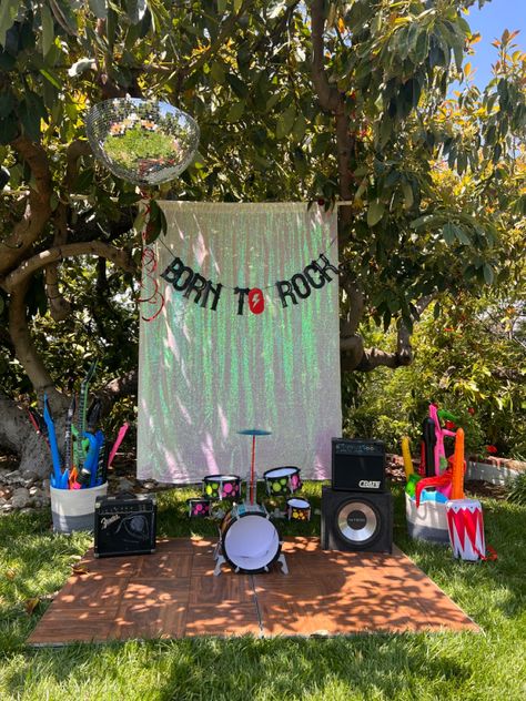 Rockstar Party Centerpiece, Rock And Roll Kids Party, Born 2 Rock Birthday Party, Warped Tour Birthday Party, Born Two Rock Birthday, Rock N Roll Birthday Party, Rock Party Decorations, Punk Birthday, Rock N Roll Birthday