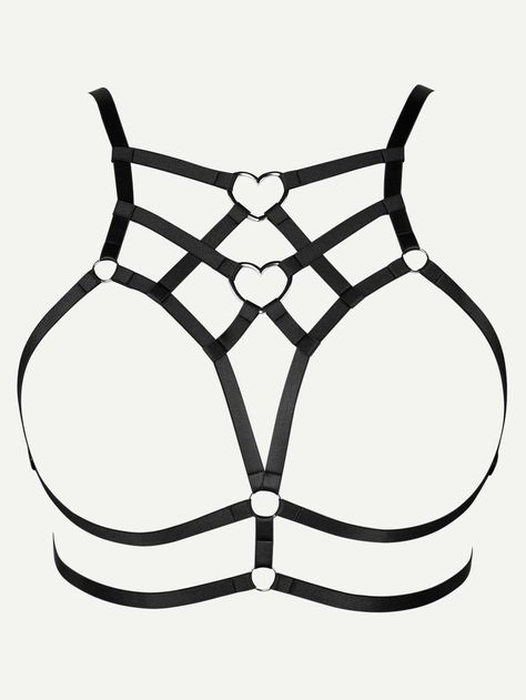 Plus Heart-ring Detail Harness BraI discovered amazing products on SHEIN.com, come check them out! Harness Bra Outfit, Moulan Rouge, Harness Fashion, Harness Bra, Body Harness, Lingerie Accessories, Bra Straps, Plus Size Lingerie, Criss Cross