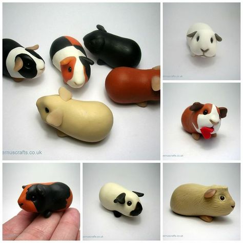 Clay guinea pigs from Quernus Crafts Clay Guinea Pigs, Polymer Clay Kunst, Crea Fimo, Craft Clay, ดินปั้น Polymer Clay, Polymer Clay Figures, Sculpey Clay, Tanah Liat, Polymer Clay Animals