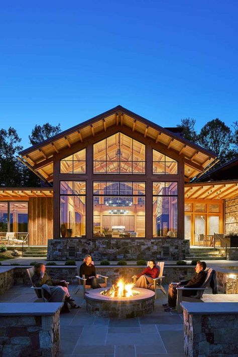 Modern Farm Home, All Season Porch, Mountain Villa, Mountain Home Exterior, Southwest Virginia, Modern Mountain Home, Timber Frame Homes, Mountain Modern, Modern Mountain