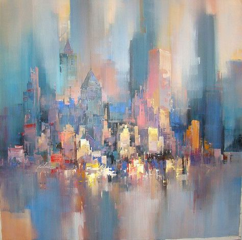 New York Abstract Painting, Abstract City Painting, New York Abstract, Abstract City, City Painting, Cityscape Art, Arte Inspo, Painting Abstract, Abstract Canvas