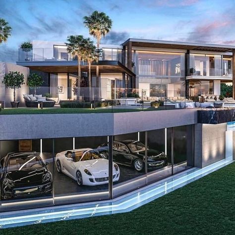 This Home is Amazing🤩⠀ What cars would you have in the garage?⠀ Tag who you would live here with!⠀ •⠀ •⠀ • ⠀ Follow @fancy.homes for more… Contemporary Mansion, Rumah Moden, Mansion Exterior, Luxury Houses Mansions, Dream Mansion, Casas The Sims 4, Fancy Houses, Modern Mansion, Mansions Luxury