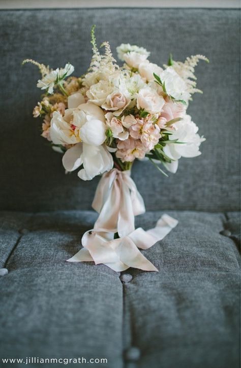 Love the light blush colors with whites/creams and garden-esque feel. Long-ribbon wrap for bouquet(s). Blush Bouquet Wedding, Bouquet Bride, Bride Bouquets, Iphone App, Blush Wedding, Bridal Flowers, Beautiful Bouquet, Bridesmaid Bouquet, Spring Wedding