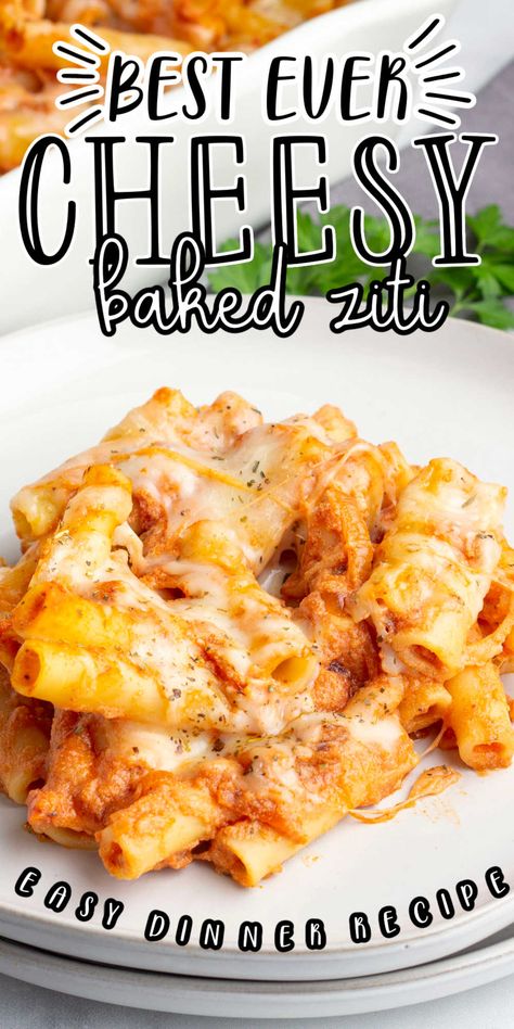 Cheese Ziti Bake, Pasta Recipes Ziti, Ziti Bake Ricotta, Pasta With Ricotta Cheese Baked, 3 Cheese Ziti Pasta, Easy Baked Ziti Without Ricotta, Dinners With Mozzarella Cheese, Easy Recipes With Mozzarella Cheese, Dinner With Mozzarella Cheese