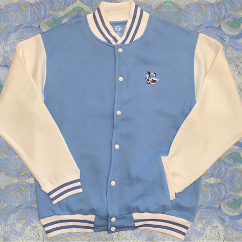 Varsity Track Jacket - Gentleman Apparels Baby Blue & White Light Blue Letterman Jacket, Light Blue Varsity Jacket, Letterman Jacket Outfit, Carhartt Denim Jacket, Brown Leather Motorcycle Jacket, Dear Daniel, Light Blue Jacket, Members Only Jacket, Event Outfit