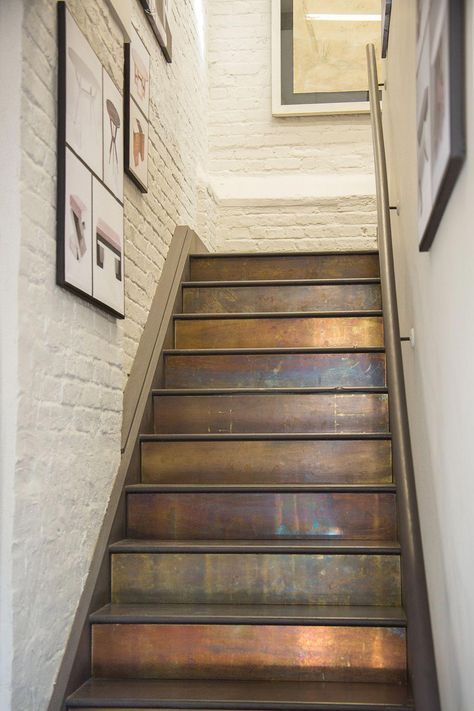 25 Pretty Painted Stair Ideas - Creative Ways to Paint a Staircase #houseInterior Basement Steps, Wood Stair Treads, Stairs Renovation, Painted Staircases, Diy Staircase, Stairs Makeover, Stair Wall, Escalier Design, Staircase Makeover