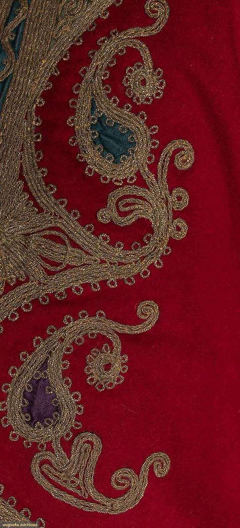 Sewing Couture, Dori Work, Augusta Auctions, Red Damask, Gold Work Embroidery, Historic Clothing, Beautiful Dress Designs, Ethnic Outfits, Clothing And Textile