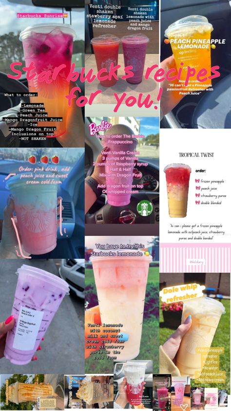 One that isn't on here but is really good is my Starbucks order and it is a Mango Dragonfruit Lemonade refresher with classic syrup strawberry purée light ice and no dragon fruit pieces  it is amazing you have got to try it. Mango Dragonfruit Lemonade Refresher, Mango Dragonfruit Lemonade, Dragonfruit Lemonade, Lemonade Refresher, Strawberry Purée, Recipes Mango, Starbucks Order, Pineapple Lemonade, Fruit Cream