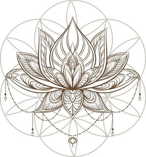 Sacred Geometry Vector, Mandela Tattoo, Lotus Flower Mandala, Really Cool Drawings, Lotus Mandala, Flower Meanings, Tattoo Sticker, Popular Tattoos, Mandala Tattoo