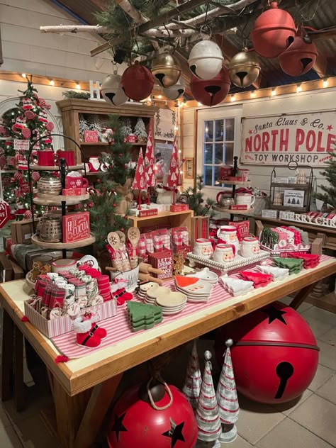 Christmas Shop Display, Home Decor, Christmas, Christmas Decor Santa's Workshop Display, Santas Bakery Decor, Christmas Bakery Display, Boutique Christmas Decor, North Pole Aesthetic, Bakery Christmas Decor, Christmas Bakery Shop, Christmas Shopping Aesthetic, North Pole Christmas Decor