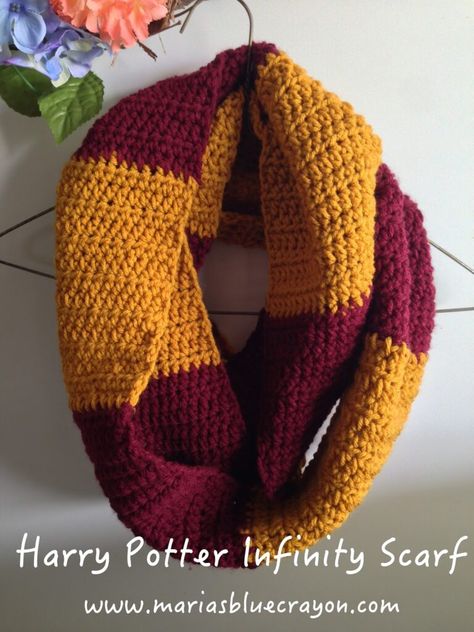 Harry Potter Infinity Scarf Crochet Pattern Infinity Scarf Crochet Pattern, Make A Scarf, Infinity Scarf Crochet, The Cursed Child, Harry Potter Crochet, Blue Crayon, Harry Potter Scarf, Harry Potter Kids, Festa Harry Potter