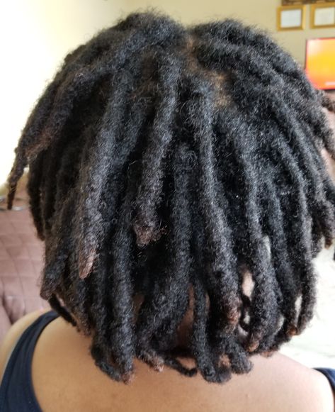 18 month loc journey Puffy Locs, Thick Dreadlocks, Locs Short, Loc Appreciation, Loc Goals, 4c Afro, Loc Ideas, Loc Goddess, Thick Locs