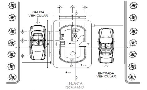 Planing guard house detail dwg file Entrance Portal Architecture, Guard House Floor Plan, Guard House Entrance, Guard House Design, Pos Satpam, Small Apartment Building Design, Detail Section, Entrance Signage, Small Apartment Building