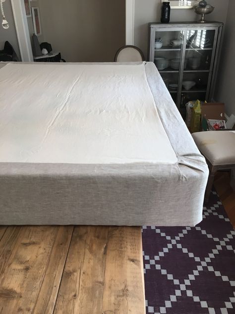 Boxspring Cover Ideas, Diy Box Spring Cover, Hide Box Spring, Box Spring Cover Ideas, Box Spring Alternative, Bed Base Cover, Upholstered Box Springs, Box Spring Cover, Airy Bedroom