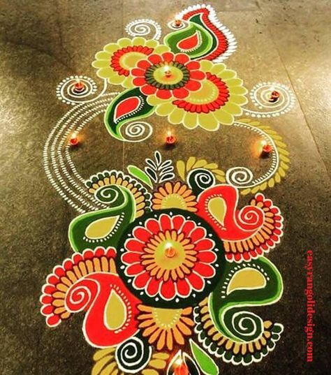 Welcome Rangoli, Mandala Rangoli, Beautiful Simple Mehndi Design, Indian Rangoli Designs, Designs Rangoli, Rangoli Designs Simple Diwali, Big Rangoli, Indian Rangoli, Simple Rangoli Border Designs