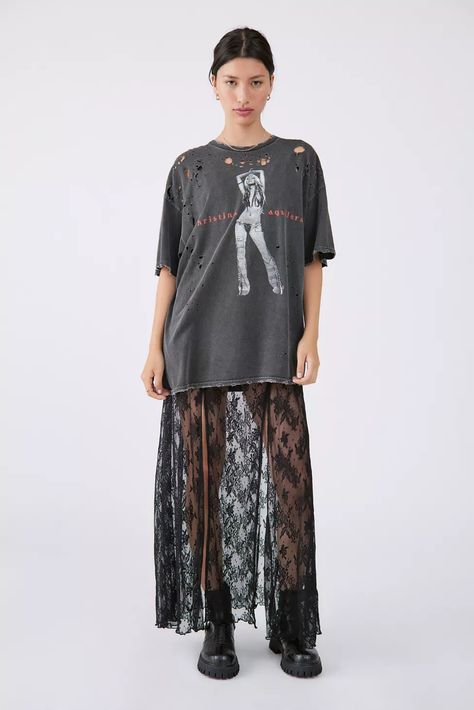 UO Nico Lace Sheer Maxi Dress | Urban Outfitters Sheer Skirt Outfit, Black Lace Maxi Skirt, Long Lace Skirt, Lace Dress Outfit, Lace Maxi Skirt, Sheer Maxi Skirt, Black Lace Skirt, Maxi Lace Skirt, Long Skirt Outfits