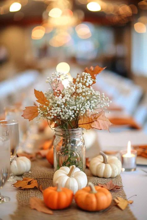 Autumn Elegance: 28 Breathtaking Fall Wedding Centerpieces • Fall Fest Table Decorations, Fall Centerpieces Birthday, Fall Wedding Shower Table Decor, A Little Pumpkin Baby Shower Centerpiece, My Little Pumpkin Baby Shower Table Decor, Simple Fall Centerpieces For Wedding, Fall In Love Centerpieces, Fall Table Centerpieces For Party, Pumpkin Wedding Centrepiece