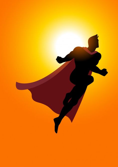 Superman Flying Drawing, Superhero Flying Poses Reference, Superman Flying Pose, Superman Silhouette, Superhero Vector, Superhero Flying, Flying Superhero, Superman Poster, Superhero Silhouette