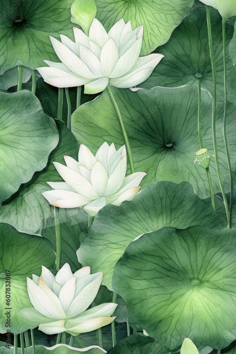 Lotus Paintings, Abstract Lotus, Green Aesthetics, Lotus Painting, Lucky Symbols, Lotus Art, Lovely Flowers Wallpaper, Conscious Living, Lotus Leaves