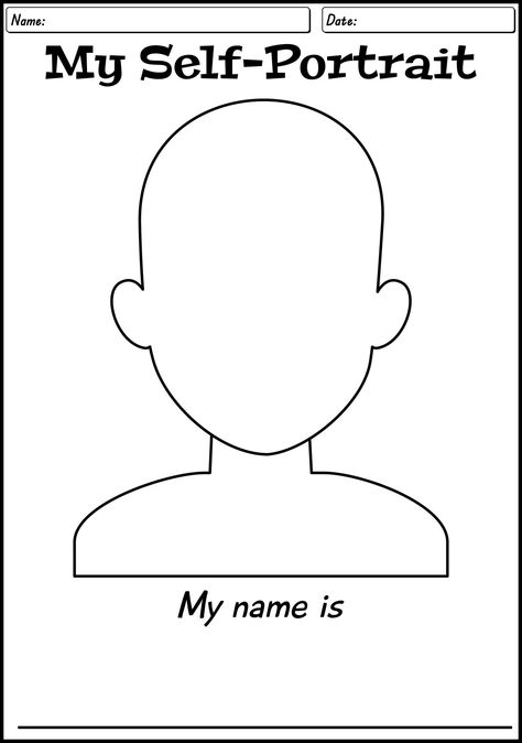 Self Portrait Face Template Self Esteem Portrait, Kindergarten Self Portraits Template, Paper Plate Self Portrait Preschool, Self Portrait First Grade, Self Portrait For Preschool, Self Portrait Kindergarten, Self Portrait Preschool, Self Portrait Worksheet, Self Portrait Template