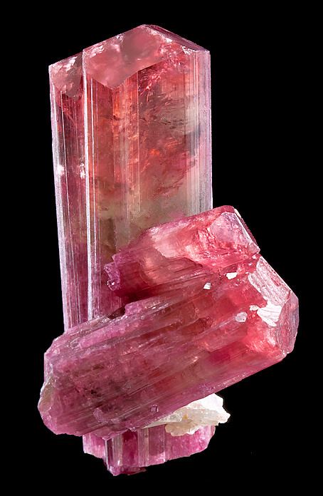 Fine specimen of cranberry-red Tourmaline with Albite! Lovely deep red Tourmaline that is quite gemmy with a gorgeous color that reminds you  of the more famous Jonas Mine Tourmalines. Light easily passes through this crystal, causing the red color to glow with some small patches of green.   From the Otjua Mine, Otjua Farm 37, Karibib District, Erongo Region, Namibia. Matka Natura, Red Tourmaline, Rock Minerals, Pretty Rocks, Beautiful Rocks, Mineral Stone, Minerals And Gemstones, Rocks And Gems, Precious Gems