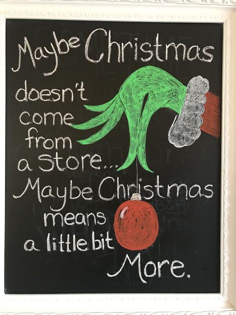 Christmas Signs Chalkboard, Blackboard Christmas Ideas, Holiday Chalkboard Art Christmas, Christmas Chalkboard Quotes, Christmas Themed Chalkboard, Christmas Chalk Wall Art, Christmas Chalkboard Art Diy, Chalkboard Designs Christmas, Grinch Chalkboard Ideas