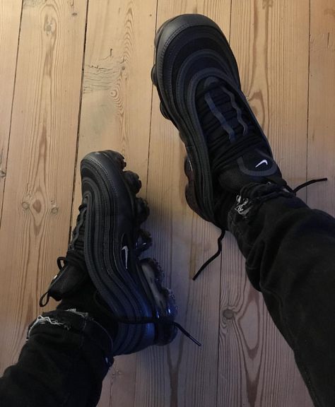 Nike air vapor max 97 Black Air Max 97, Skor Sneakers Nike, Nike 97, 97 Shoes, Nike Air Max 97 Black, Pretty Sneakers, Skor Sneakers, Nike Shoes Girls, Jordan Shoes Girls