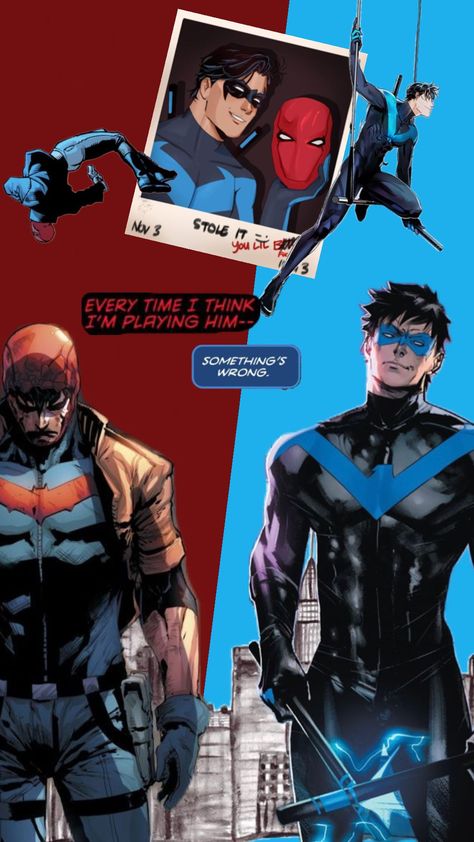 My favourite robins ❤️💙 #redhood #nightwing #jasontodd #dickgrayson Nightwing Wallpaper, Red Hood Wallpaper, Robin Dc, Wayne Family, Dc Comics Wallpaper, Dc Comics Heroes, Comic Book Artwork, Academia Wallpaper, Batman Universe